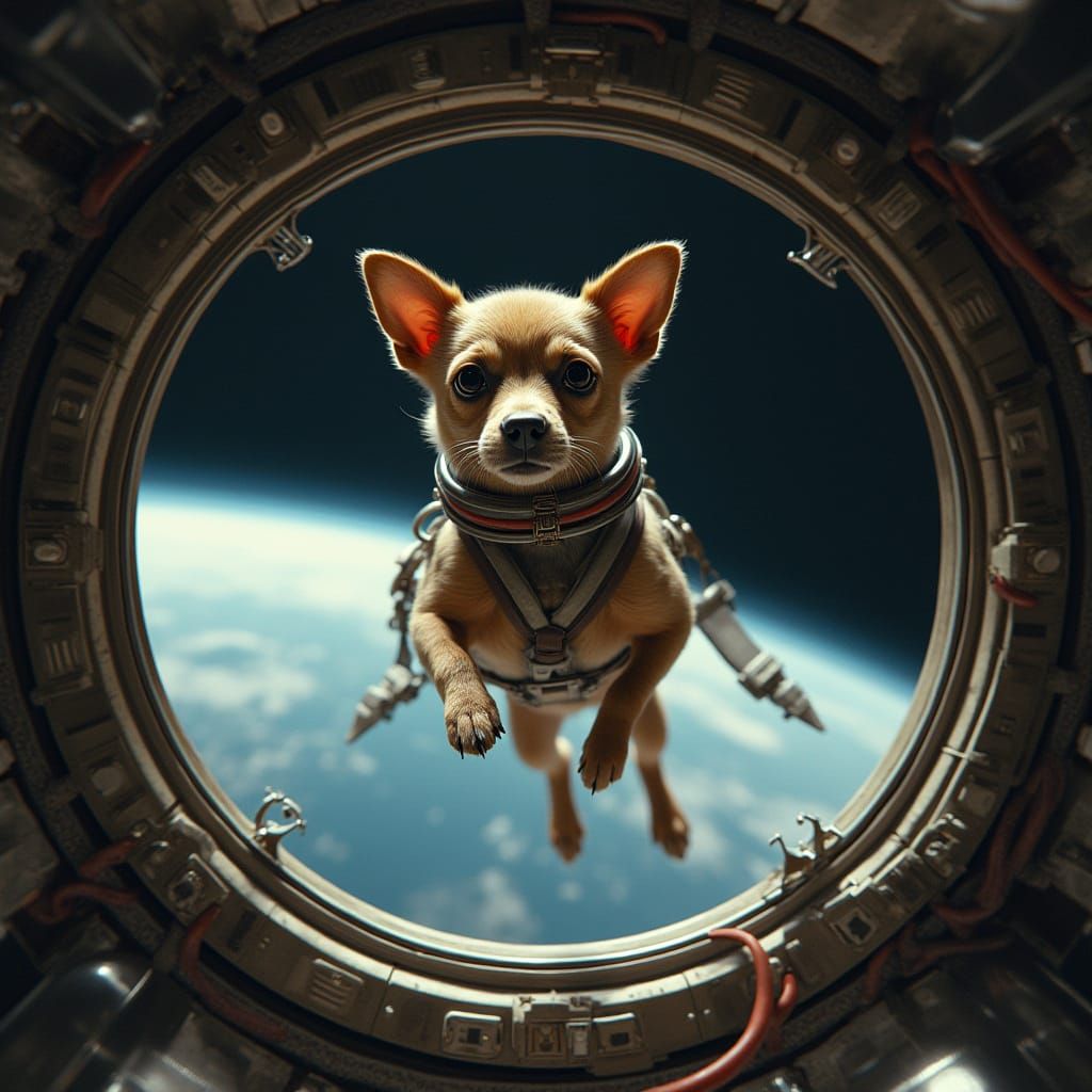 Laika in Futuristic Spacecraft Concept Art