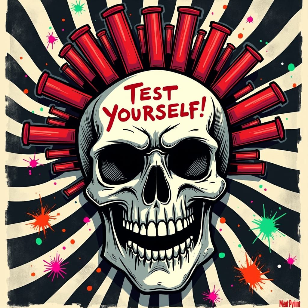 Punk Skull with Test Tubes in DIY Poster Style