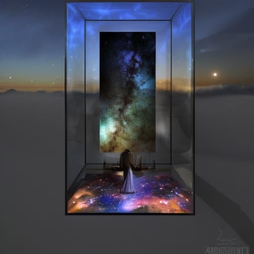 Ethereal Milky Way in Glass Boxes, Photorealistic 8k