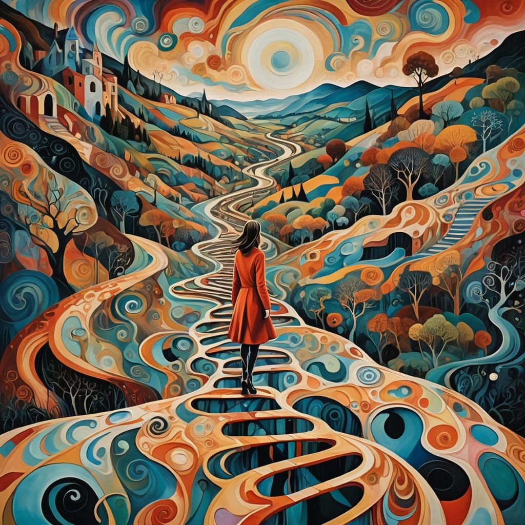 Surreal Dreamscape: Automatism Art in Vivid Colors