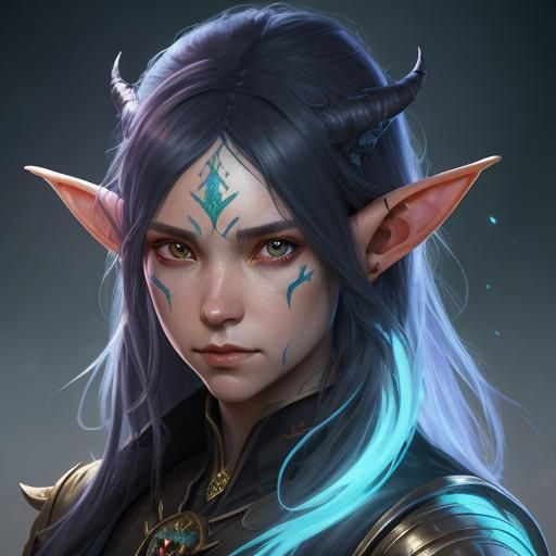 Elven Demon Portrait in a Detailed Art Style