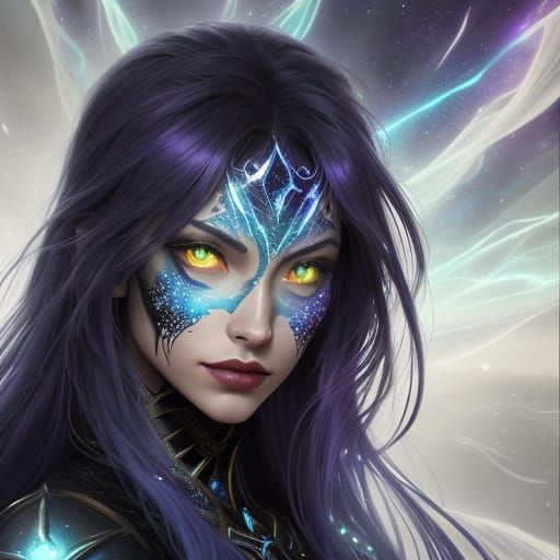 Ethereal Fantasy Heroine with Cosmic Aura in Surrealism