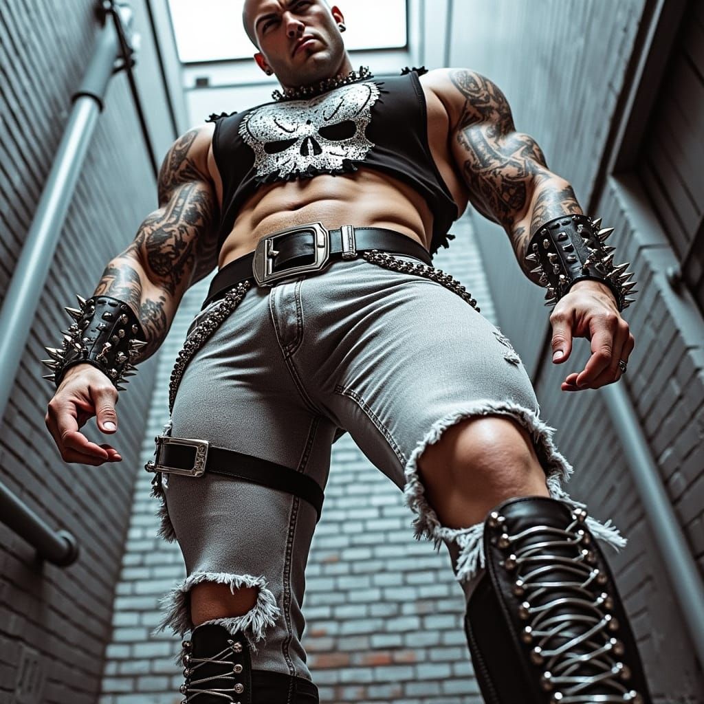 Confident Edgy Rebel in a Dimly Lit Alley