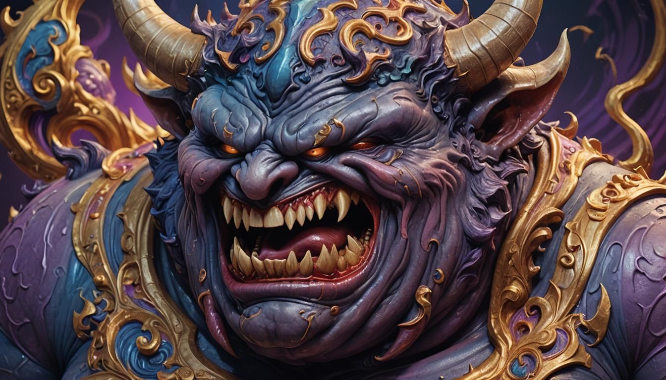 Hyperrealistic Demon Illustration in Dark Fantasy Style