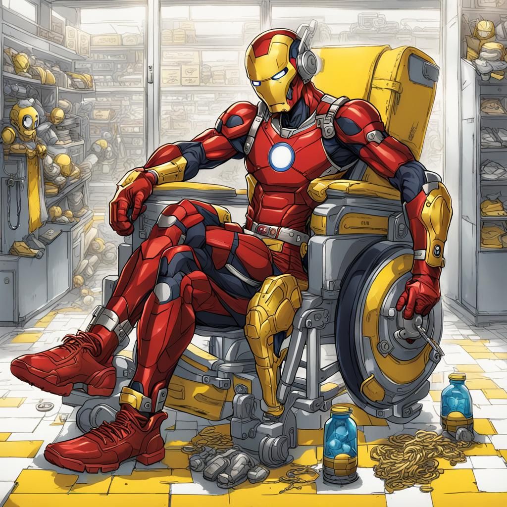 Cyborg Warrior with Chained Ball, Anime Style