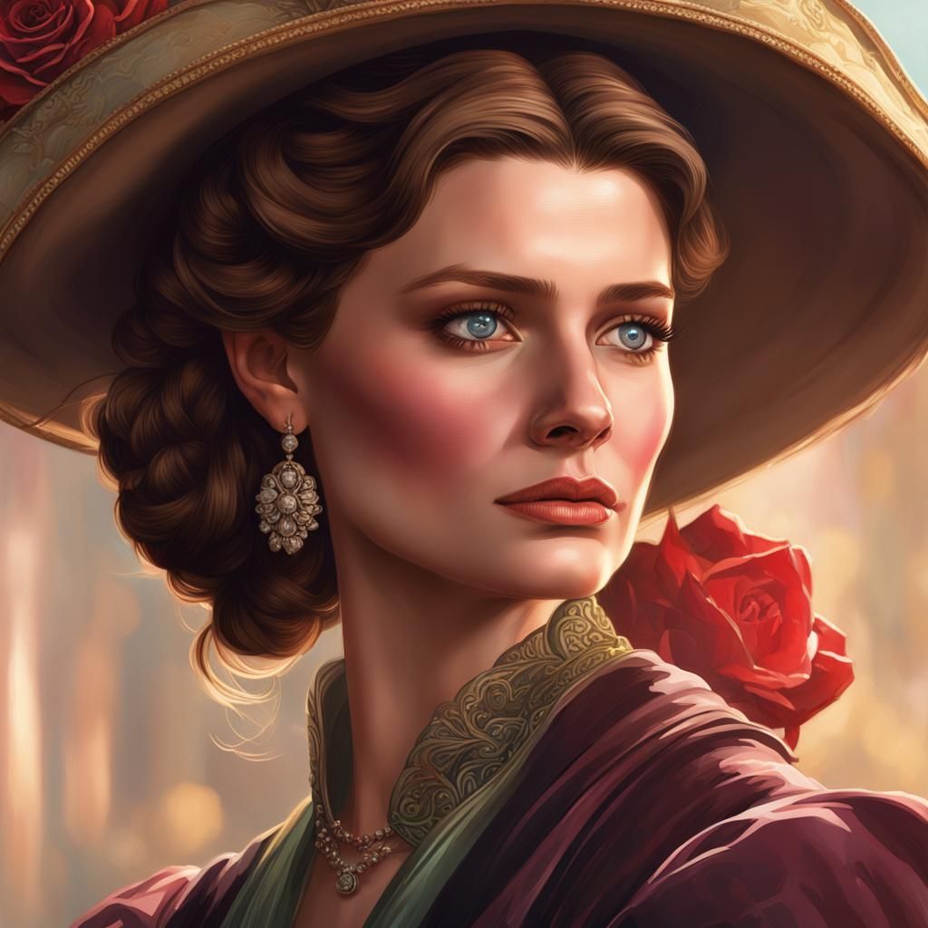 Elegant Portrait Inspired by Art Nouveau and Digital Art