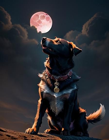 Dog Catches Moon: Epic Cinematic Digital Painting