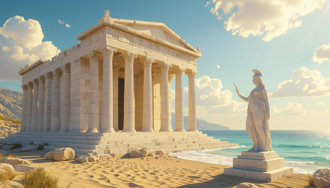 Golden Sunlight on Aphrodite's Greek Temple