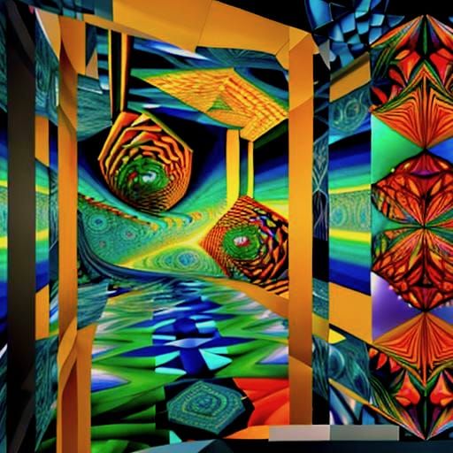 Vibrant Fractal Mandala in Kaleidoscope Style