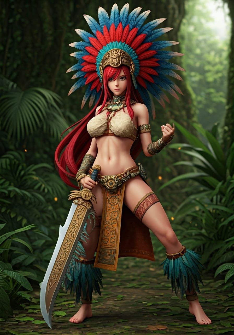 Erza Scarlet as Maya Warrior in 3D Anime Style