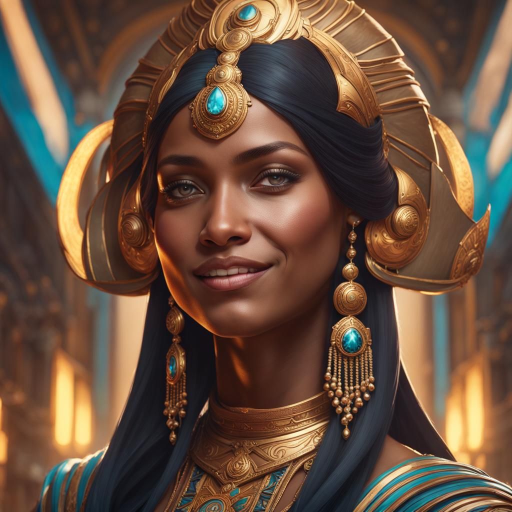 Beautiful Human Sphinx Portrait in Hyperdetailed Style