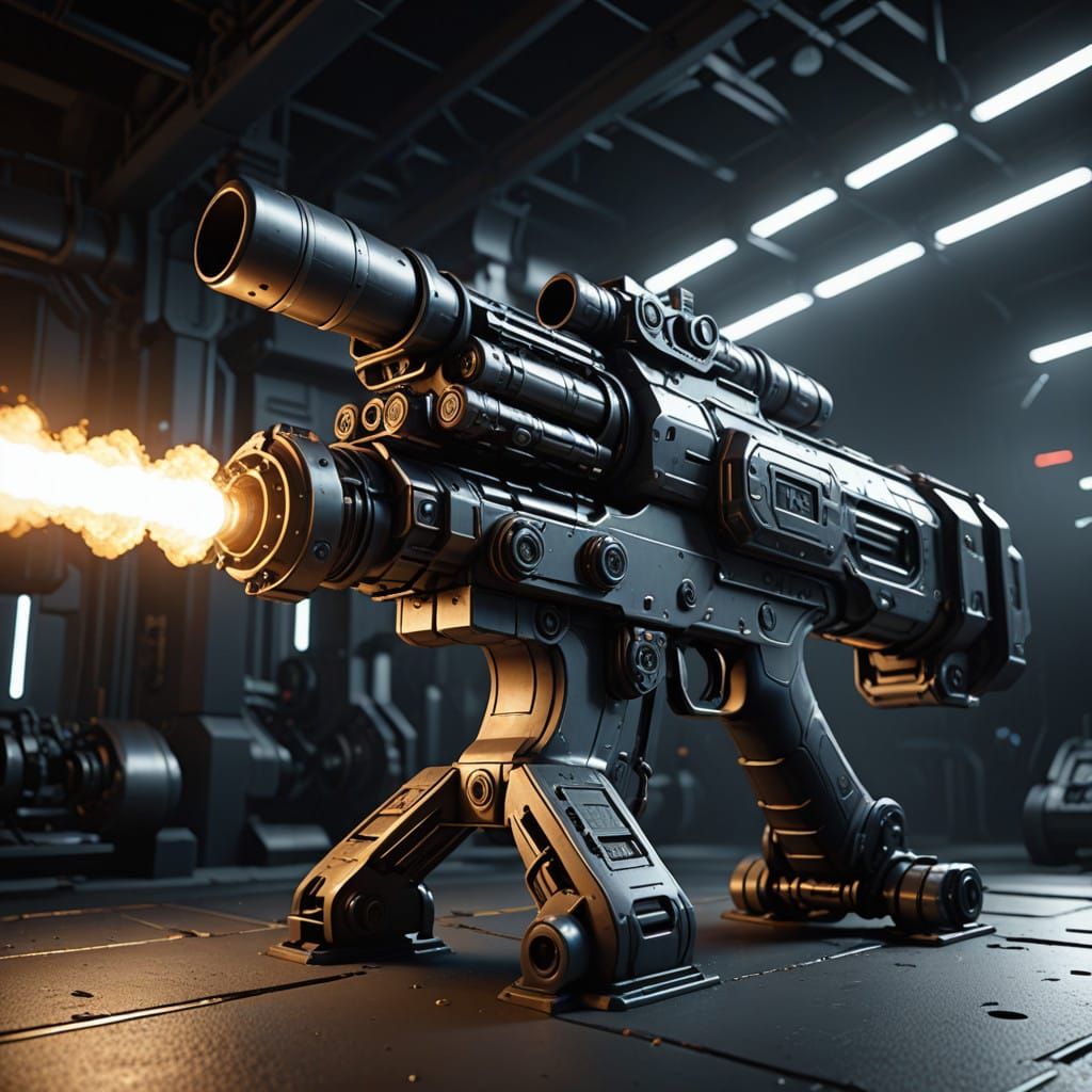 Monochromatic Futuristic Cannon in Hyperrealistic Detail