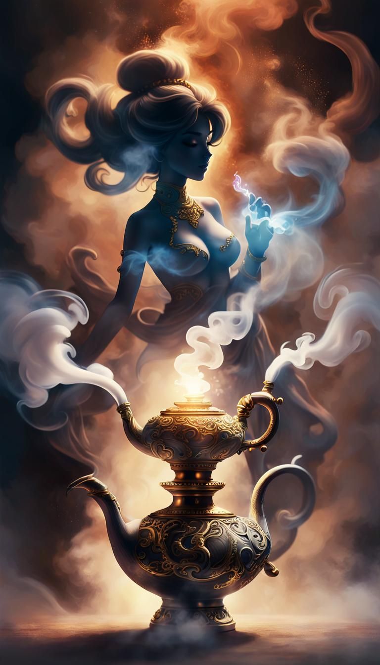 Smokey Genie Emerges From Magic Lamp