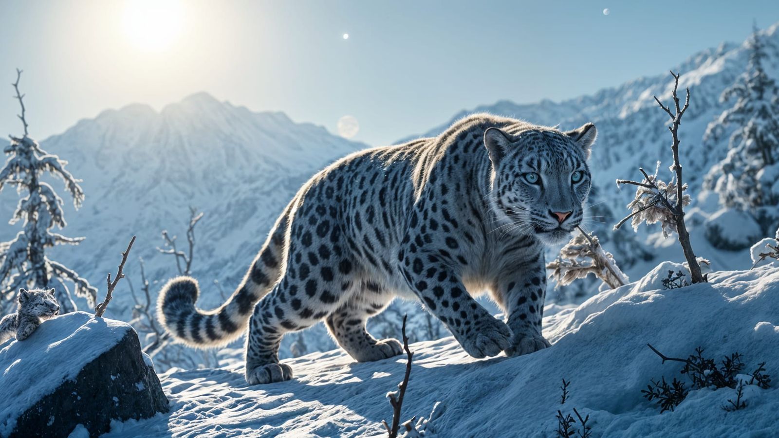 A Snow Leopard in Lunar Splendor
