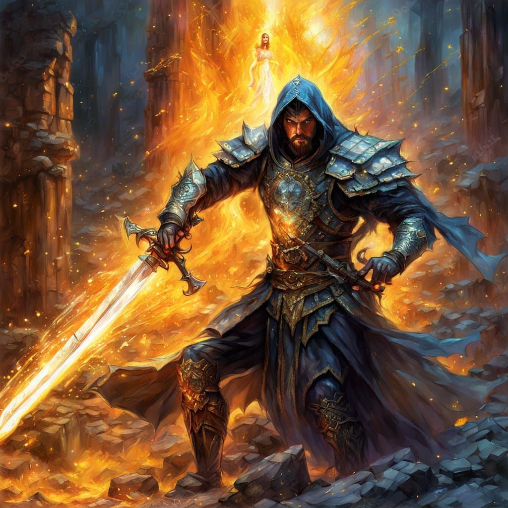 Sword of Golden Light in Burning Rock