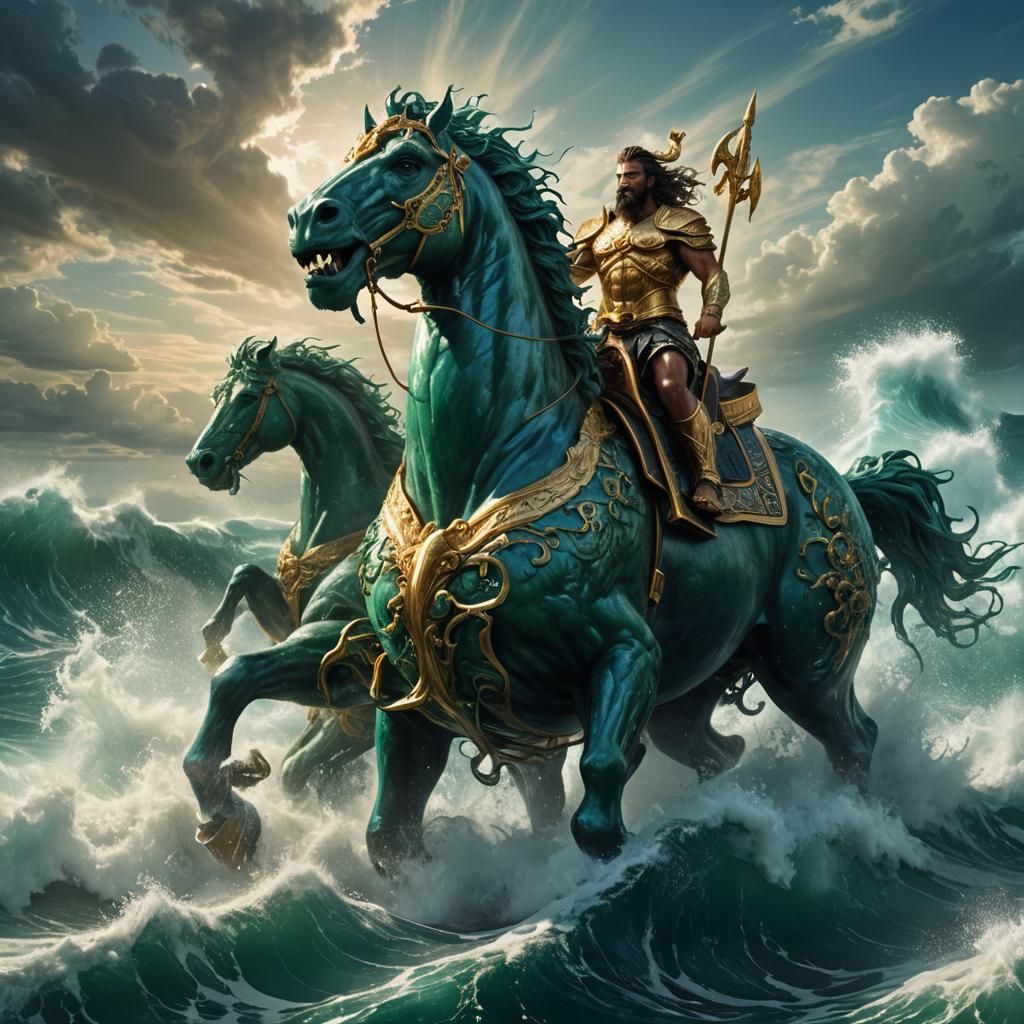 Poseidon on Water Horse: Fantasy Concept Art