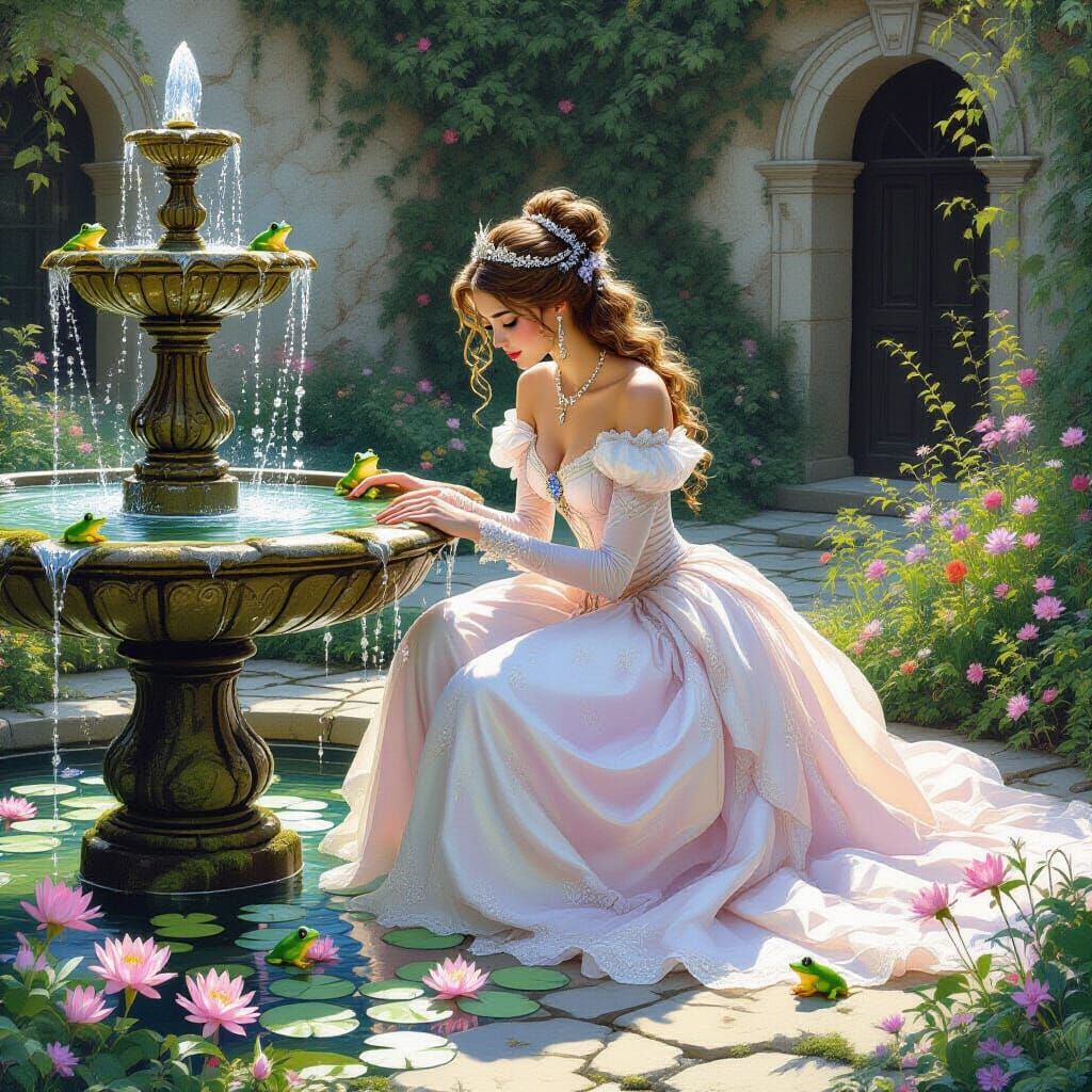 Enchanted Princess with Magical Frogs