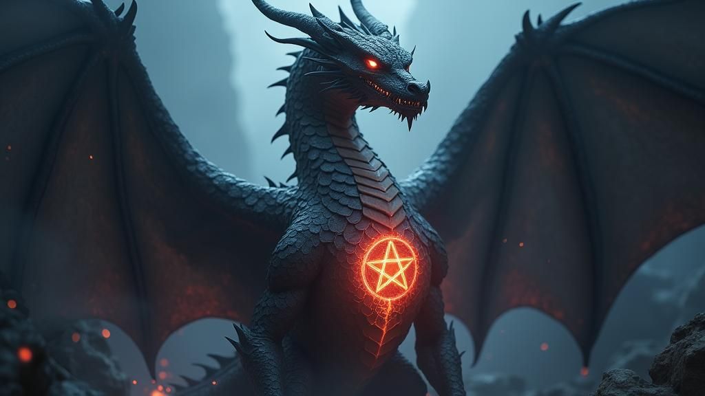 Ethereal Dragon with Pentagram in Anime Style