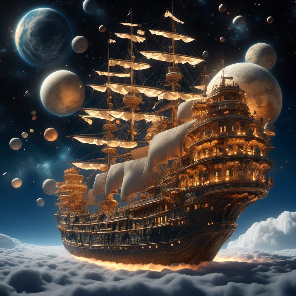 Futuristic Spanish Galleon in Space: Magic Realism