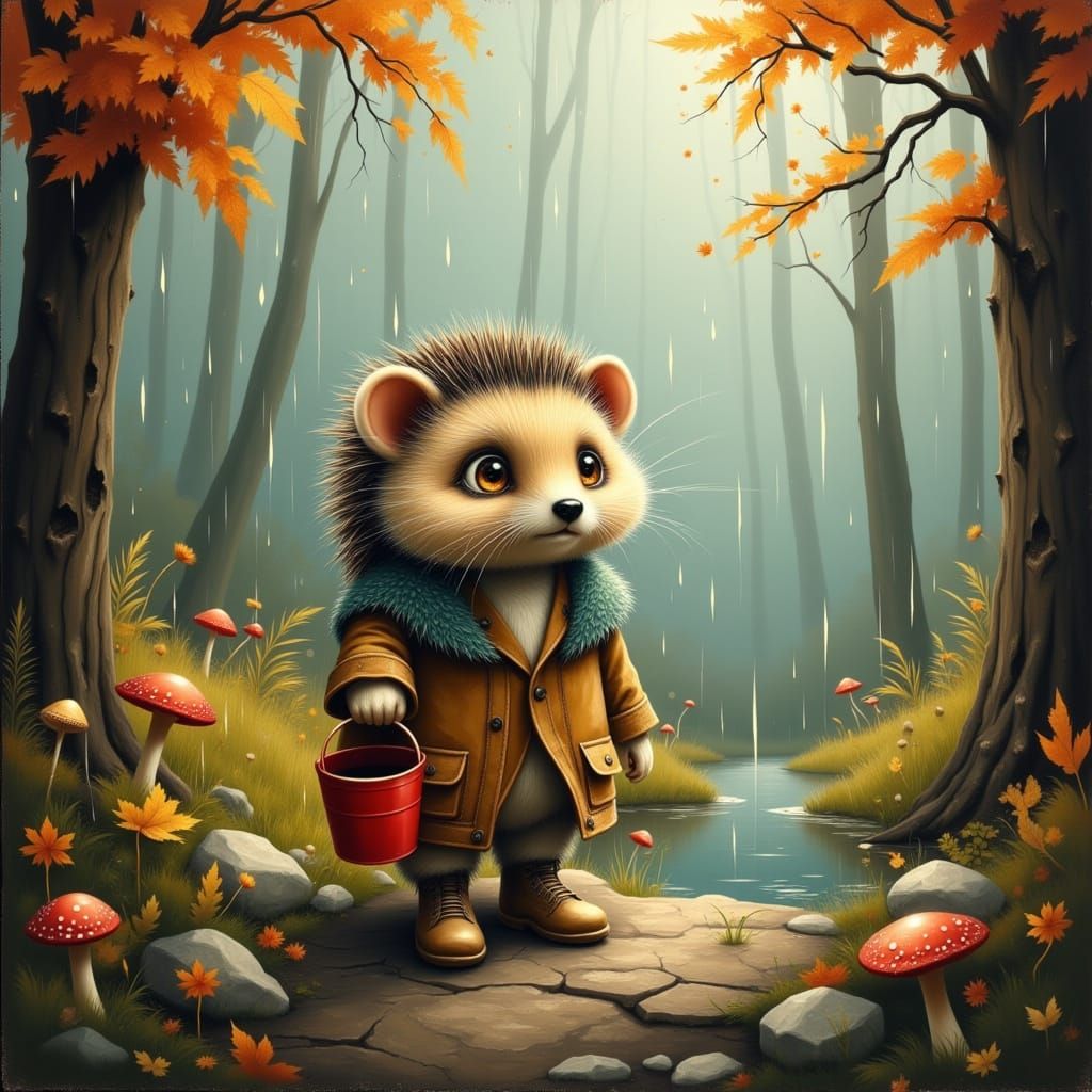 Hedgehog's Enchanted Forest Adventure in Fairy Tale Style