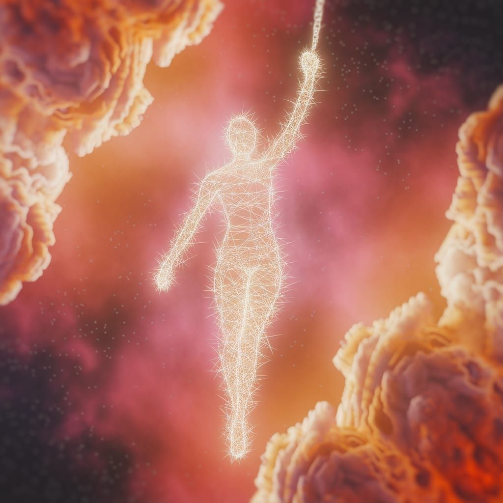 Ethereal Figure Outlined in Glowing Rope, 3D Render