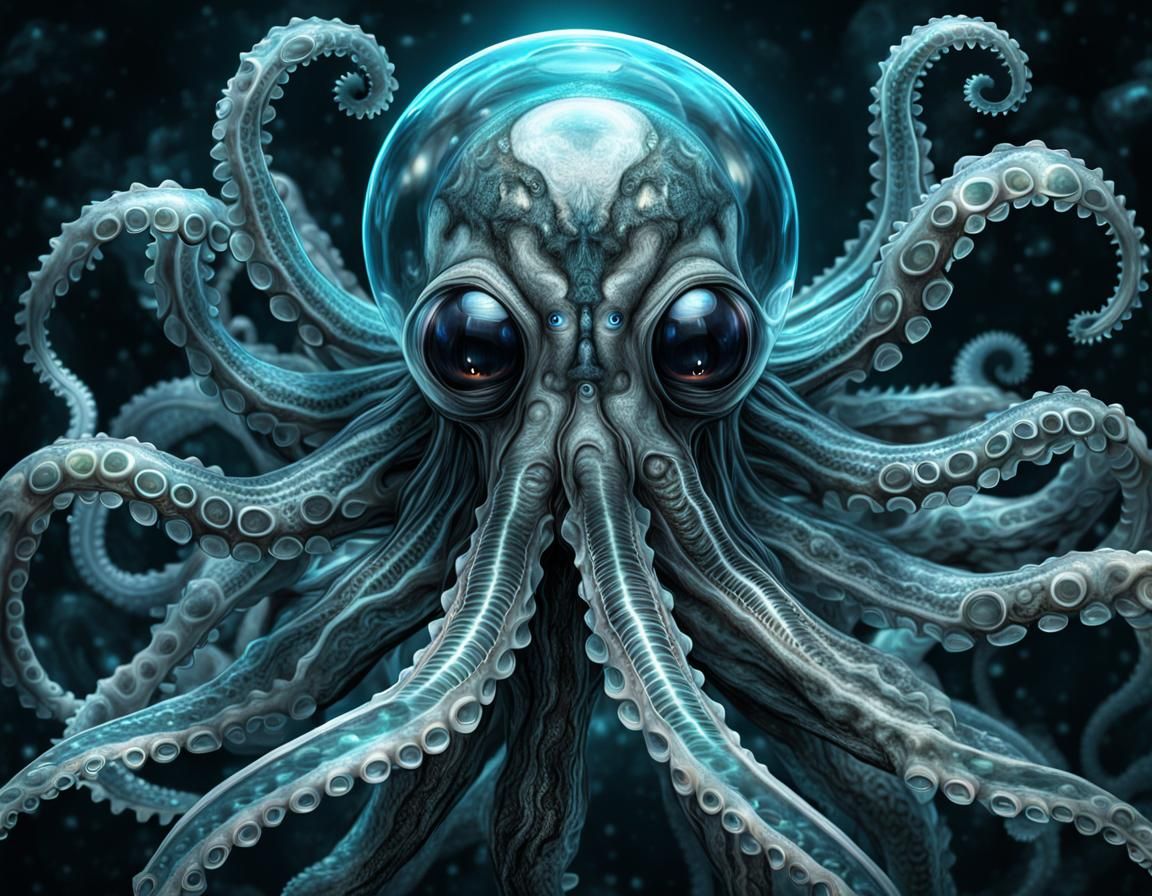 Giger-Inspired Cephalopod Anime Hybrid