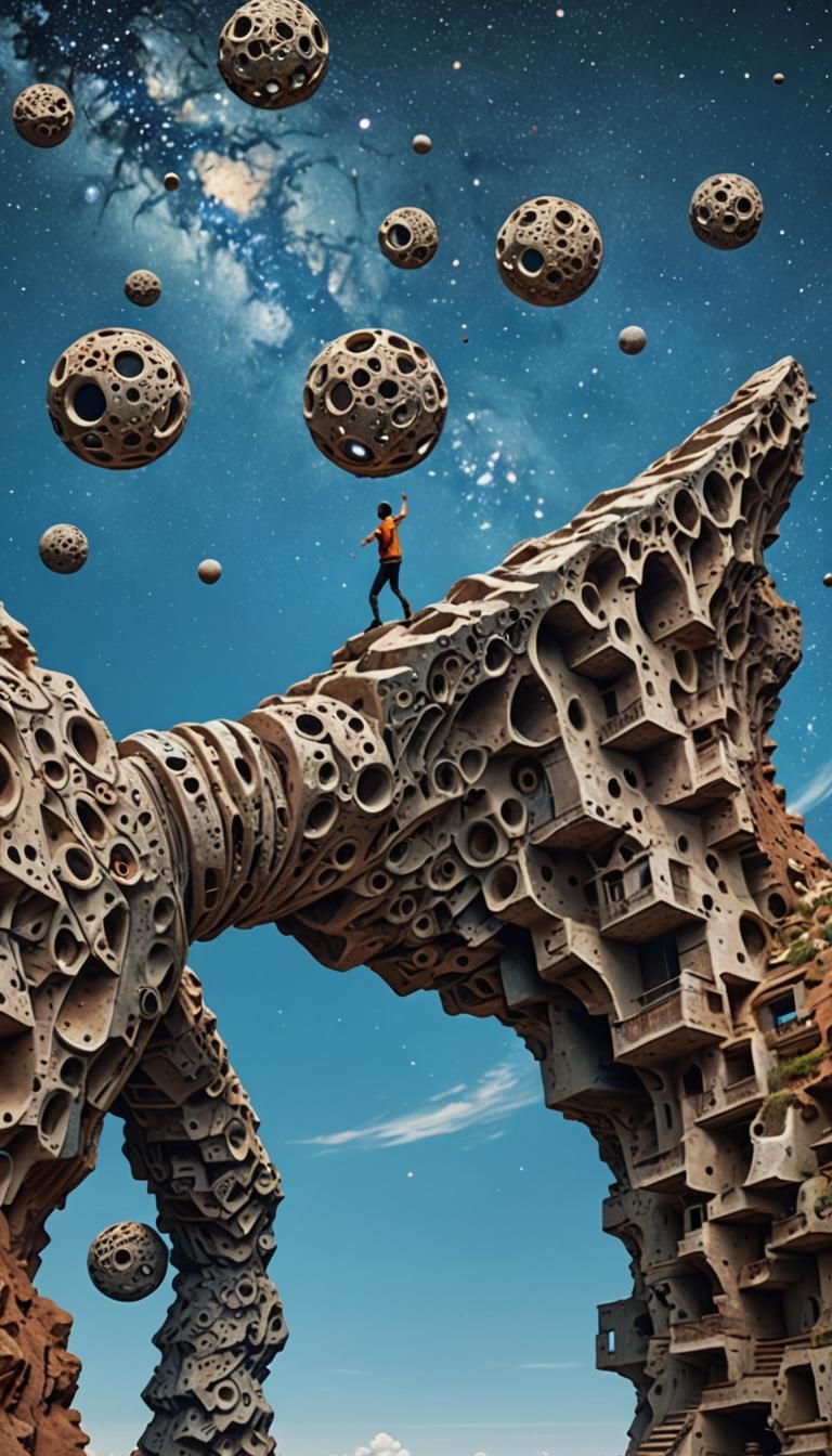 Surreal Humanoid Torso in Space: Optical Illusion