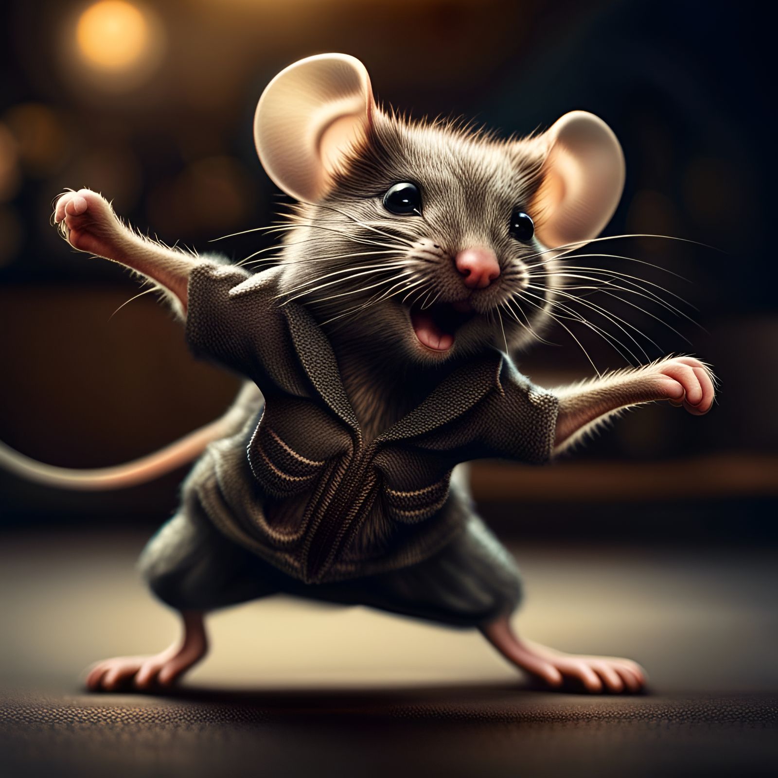 Hyperrealistic Dancing Mouse in Sharp Focus