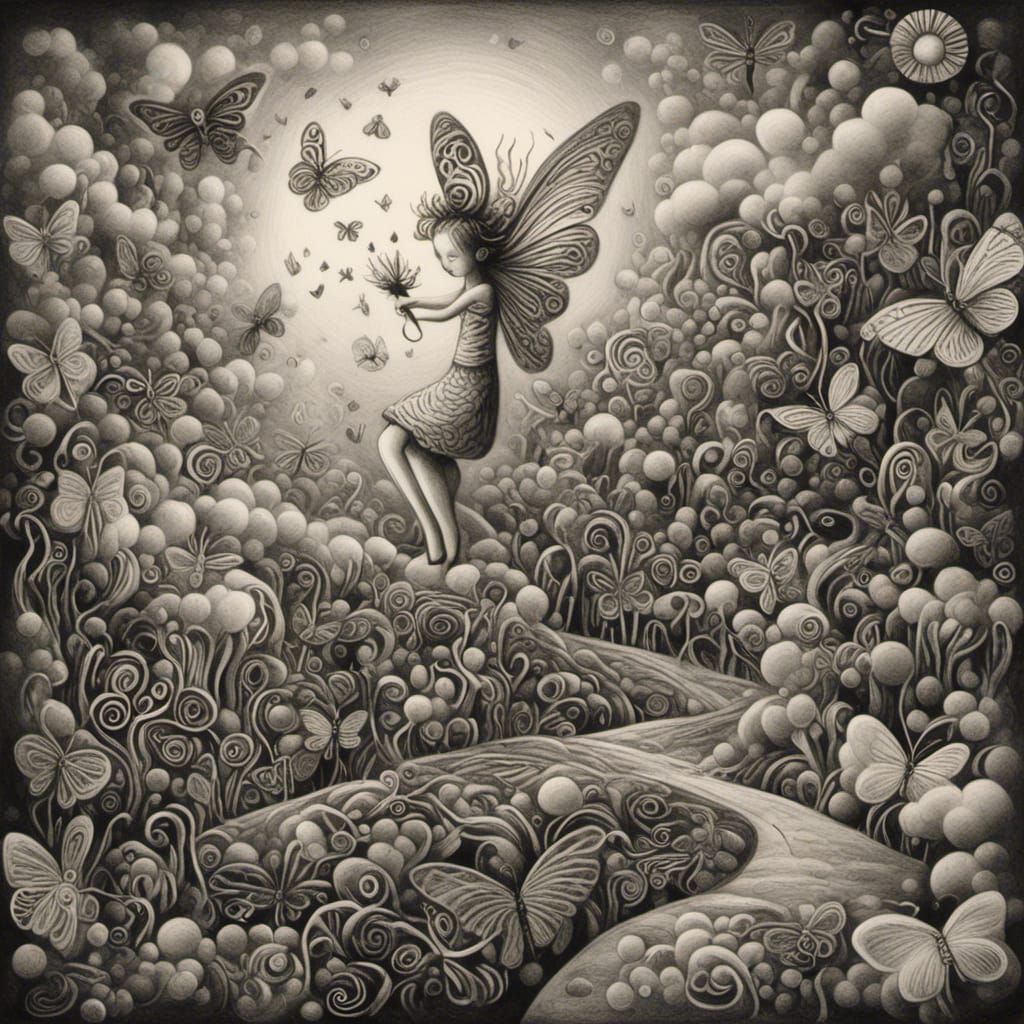 <lora:Crayon Doddles 1:1.0> Zebra angel fairy     in a Milli...