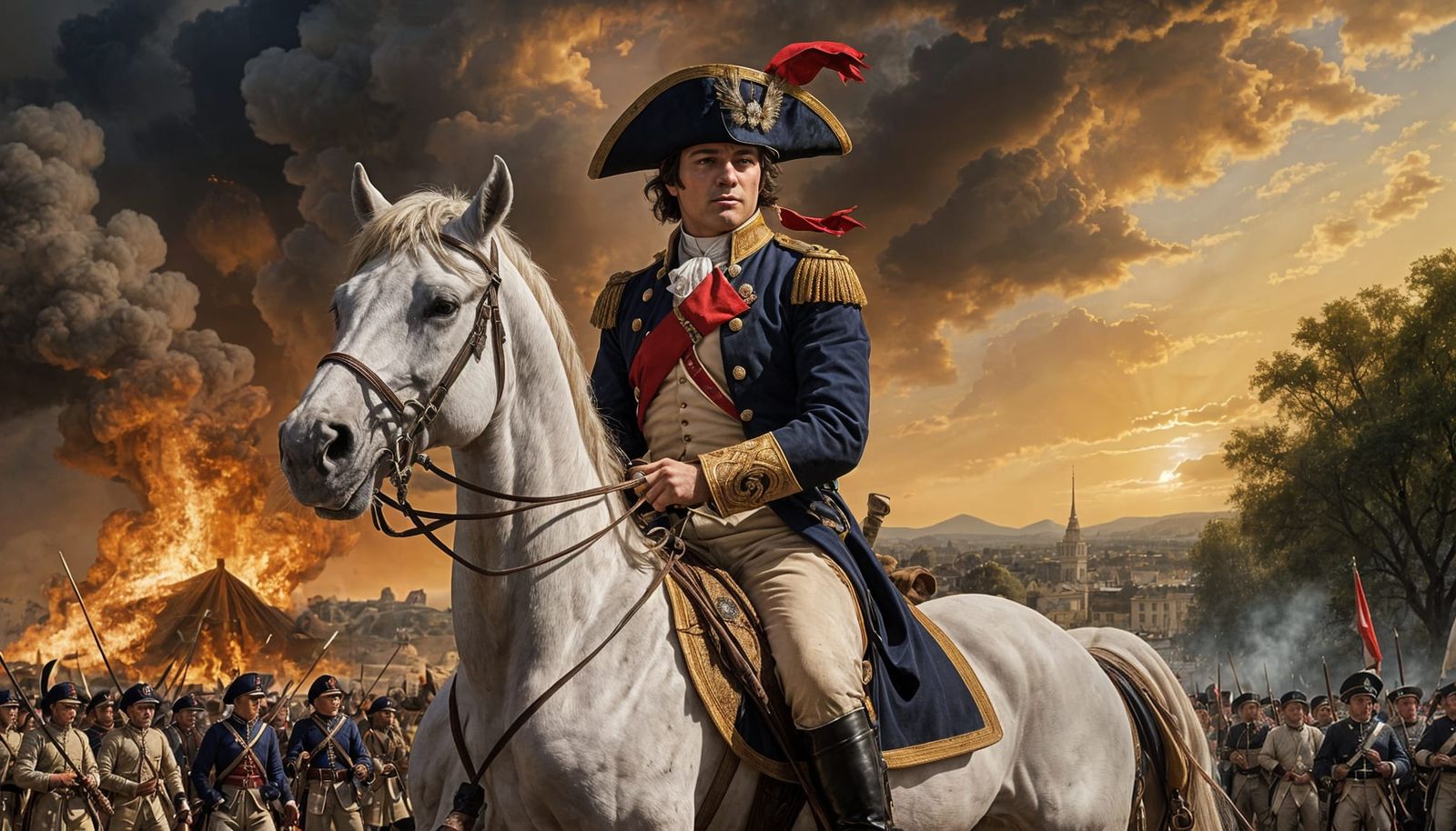 Napoleon in Imperial Attire, Raising Saber on White Horse