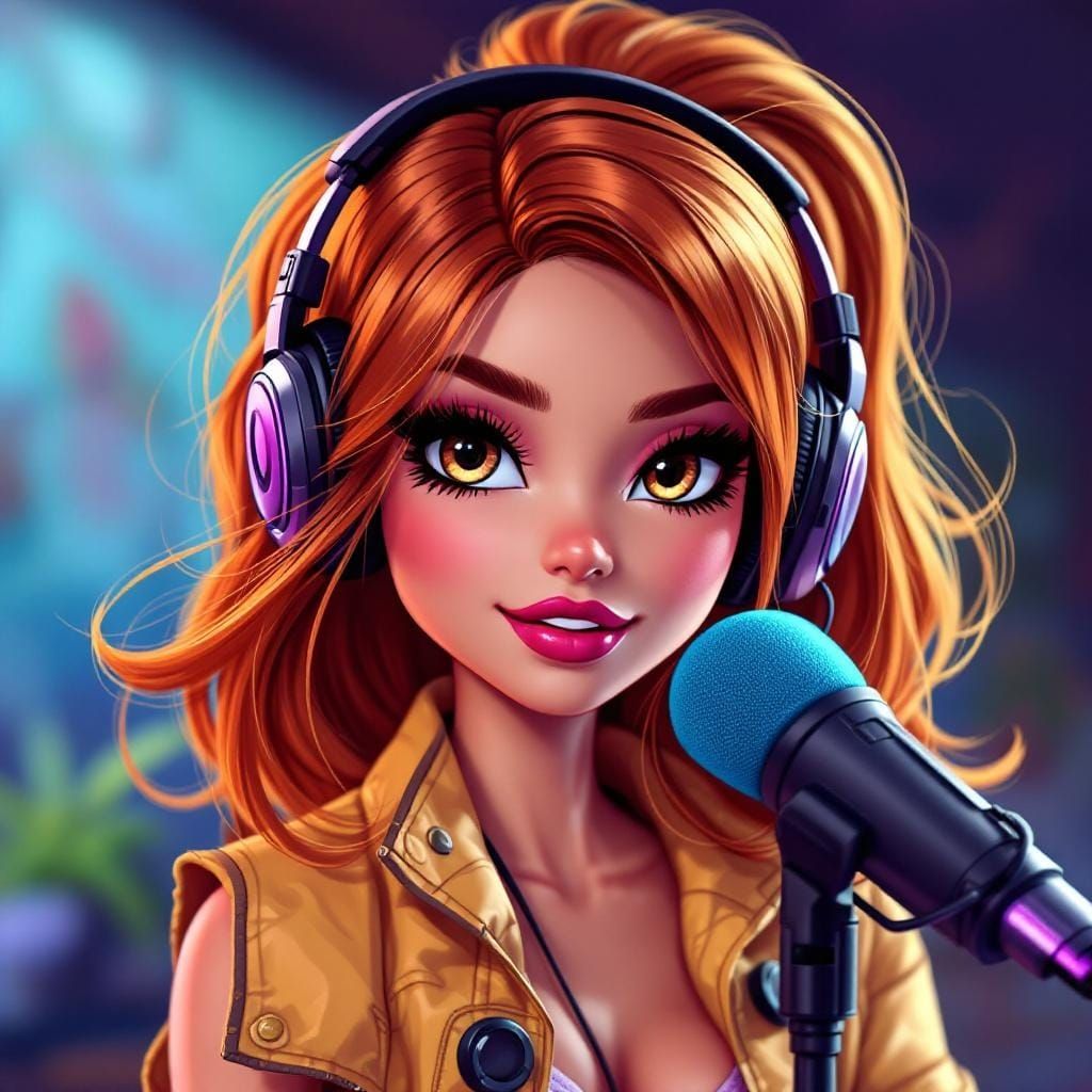 Bratz Doll Podcast in Digital Art Style