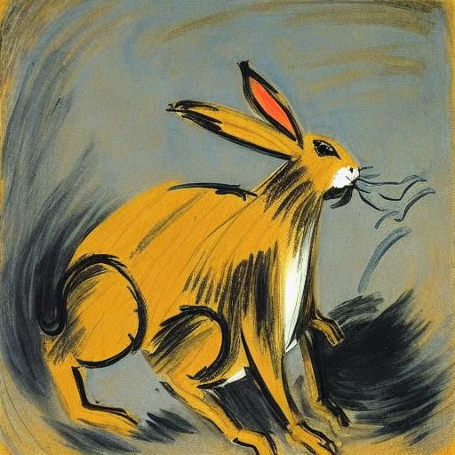 Surreal Rabbit: A Goya and Soutine-Inspired Vision