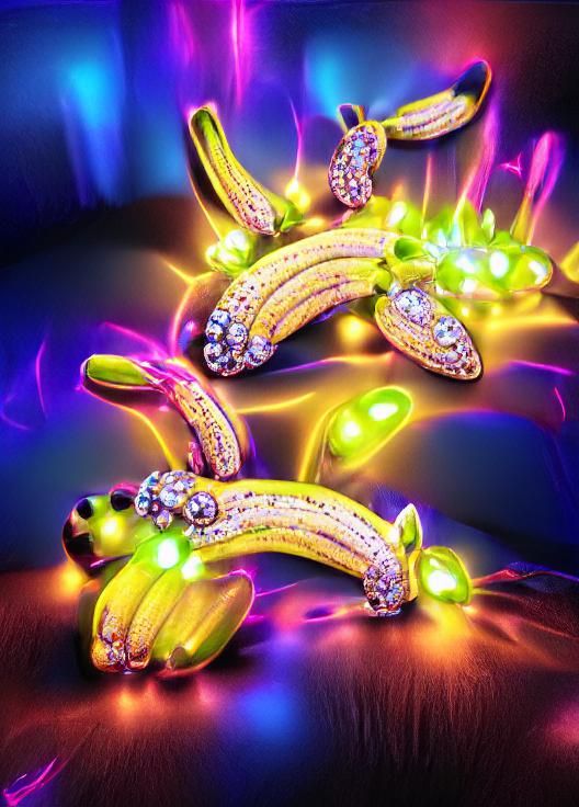 Jeweled Bananas in Neon, a 3D Artwork