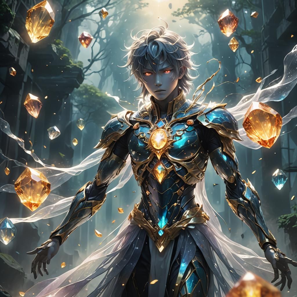 Jewel-Born Humanoid Figure in Anime Style