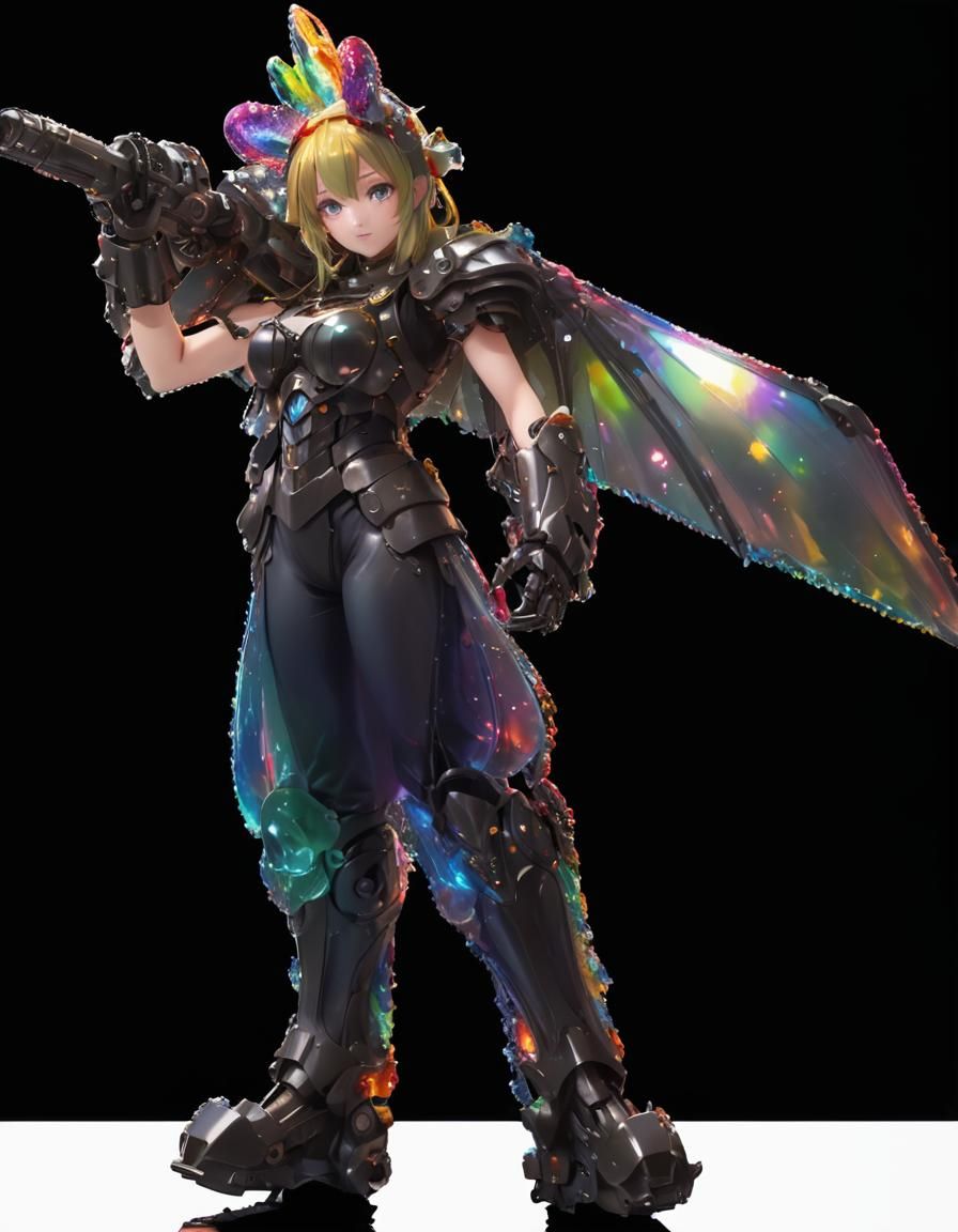 Anime Dragon Girl with Metal Skeleton and Wings