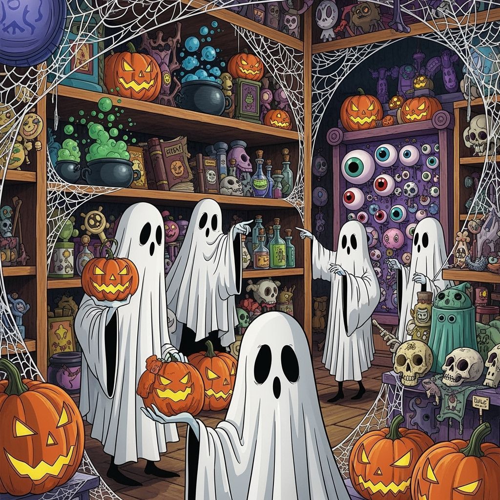 Ghosts Shopping for Halloween Decor in Burton Style