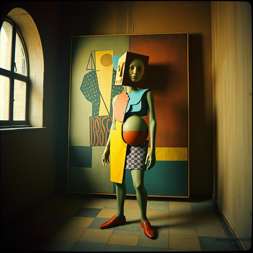 Cubist Figure in Atmospheric Setting