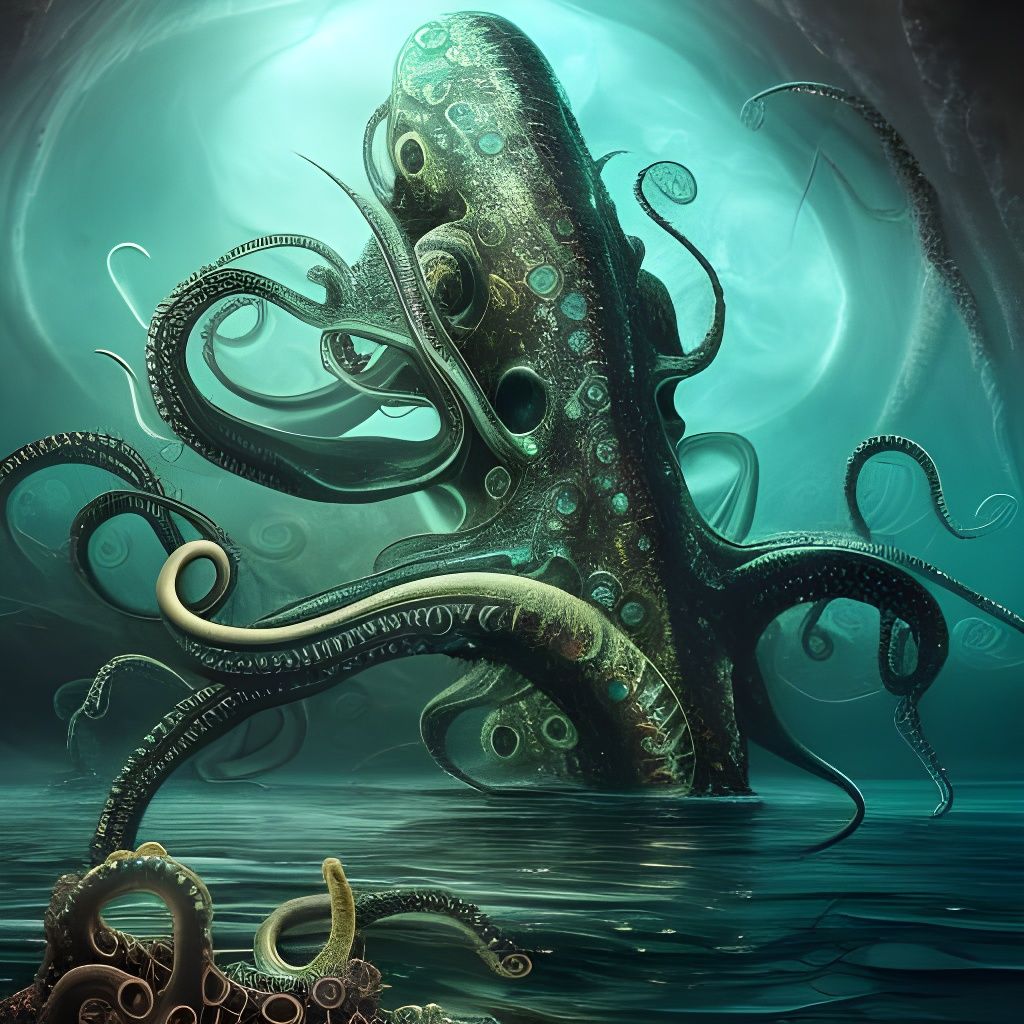 Undead Sea Devil in Dystopian Underwater Wasteland