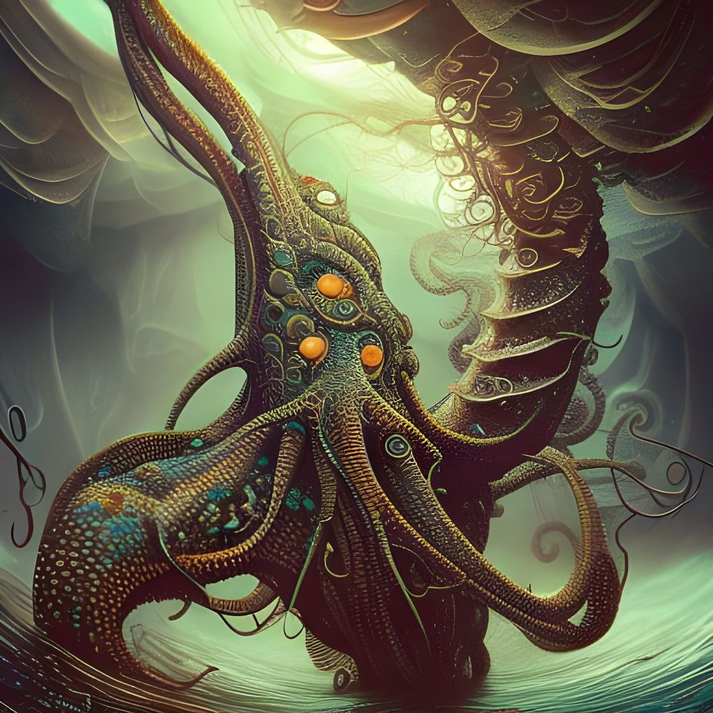 Undead Sea Devil in Dystopian Underwater Wasteland