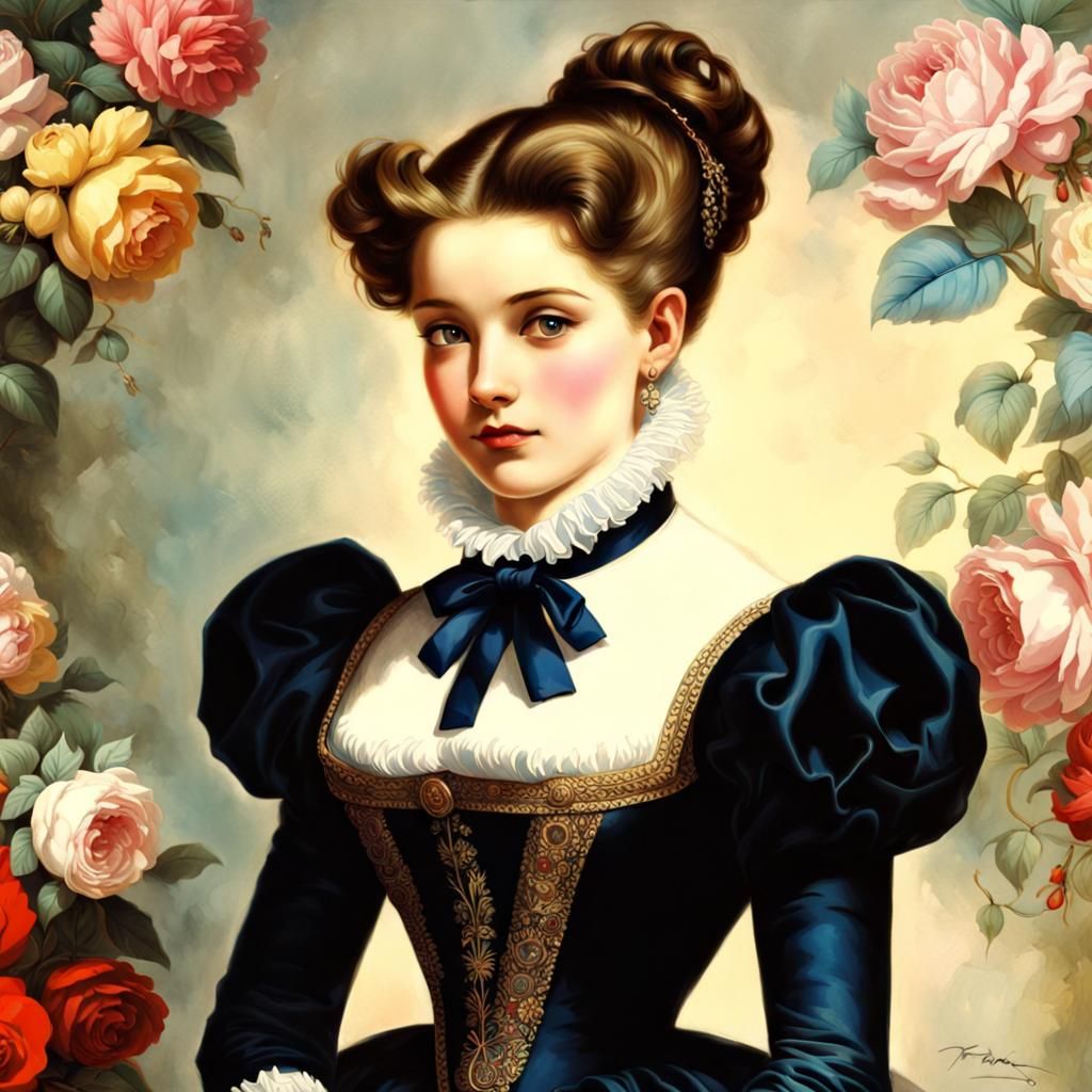 Beautiful Girl Portrait in Classic Style