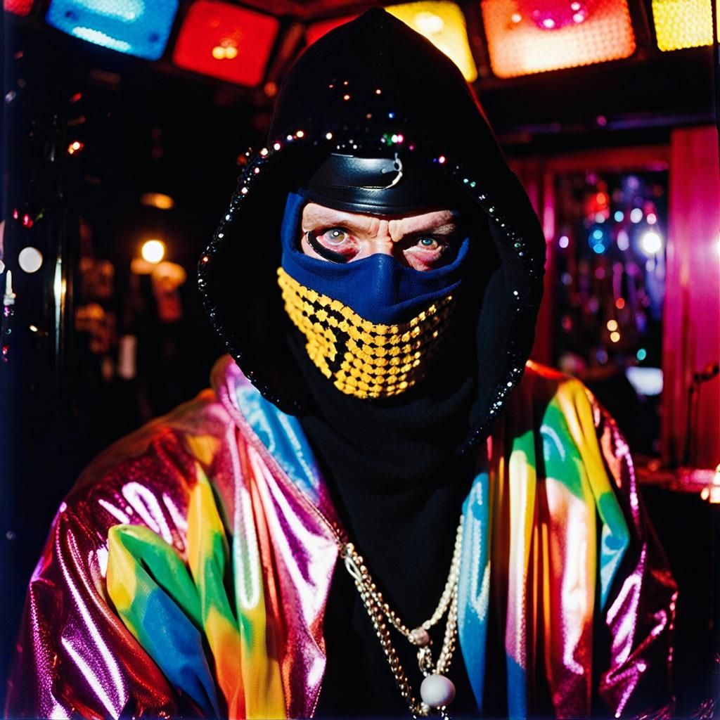 Ninja Portrait in Swinger's Lounge, Candid Photography