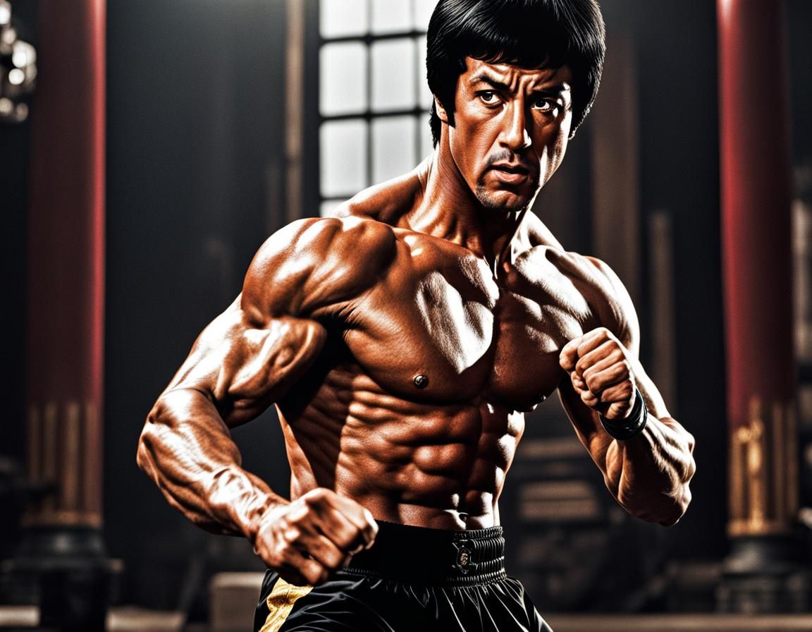 Rocky Balboa and Bruce Lee: Hyperrealistic Showdown