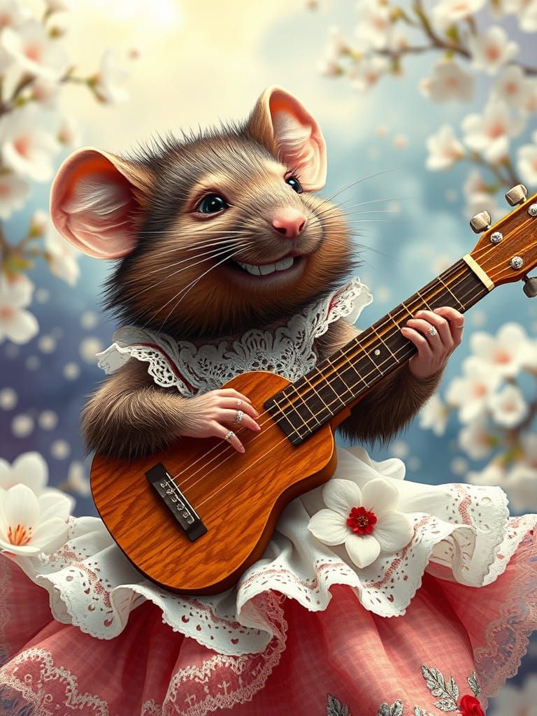 Flamenco Rattling Duo in Whimsical Dreamscape