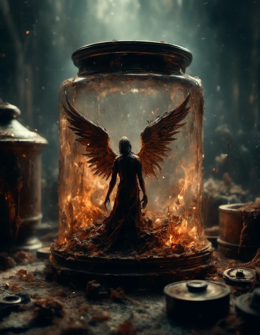 Fallen Angel Miniature in a Jar