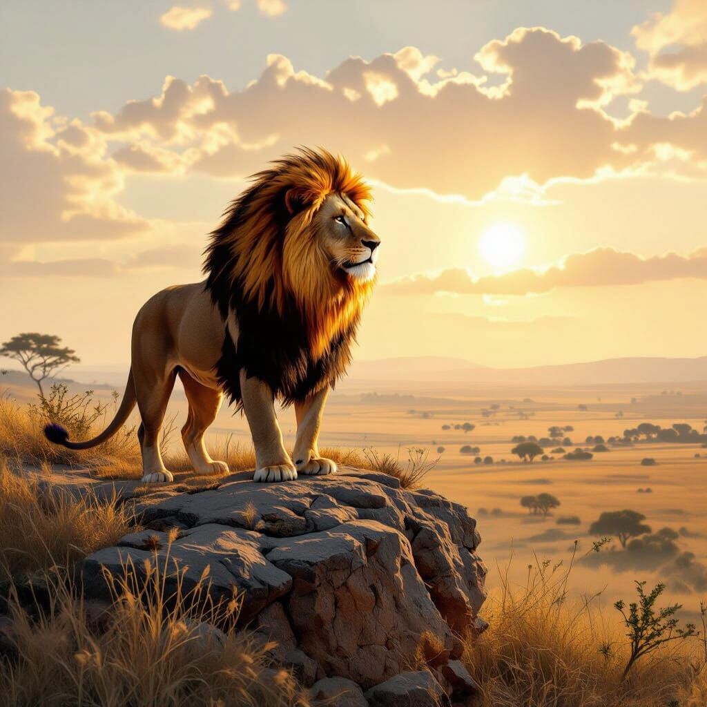 Lion with Flaming Mane in Renaissance Style