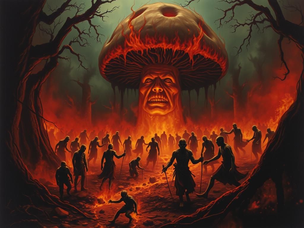 Infernal Mushroom God in a Blazing Wasteland