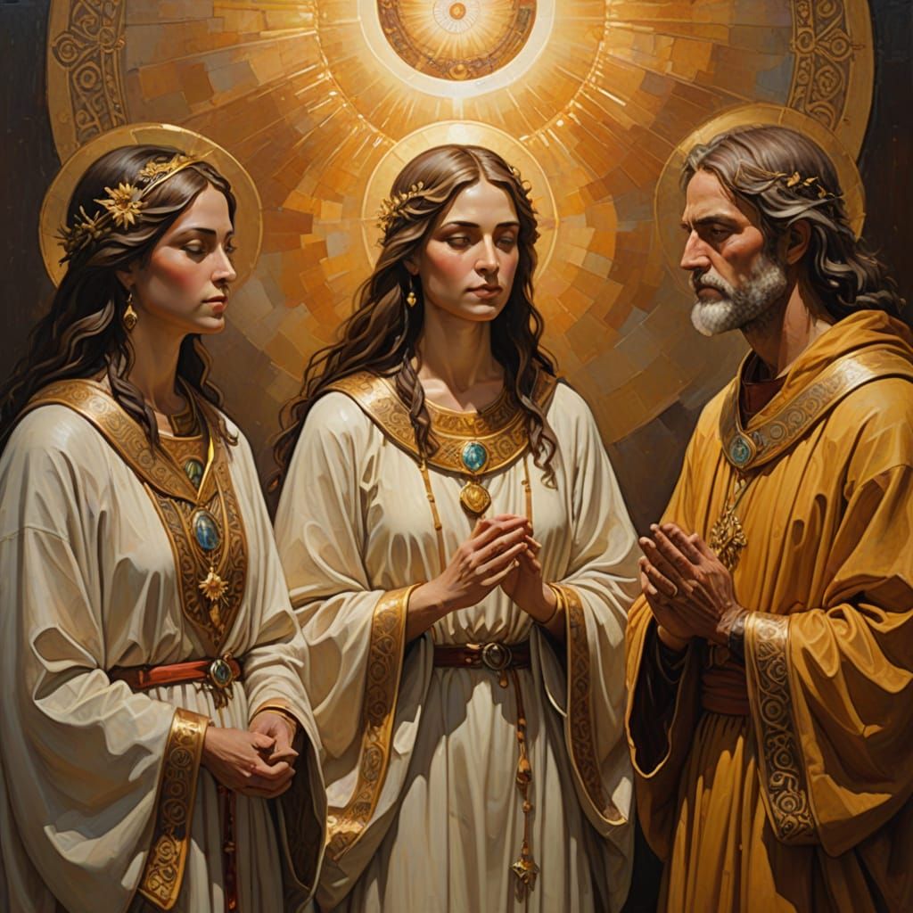 Sacred Trinity Oil Painting with Divine Light