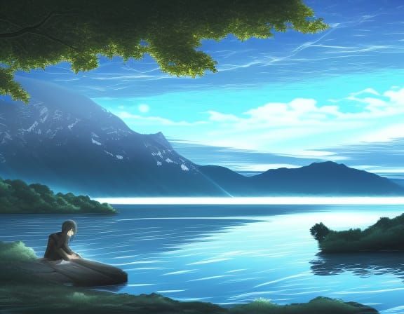 evening lake Anime Key Visual, Deep Color, Intricate, 8k res...