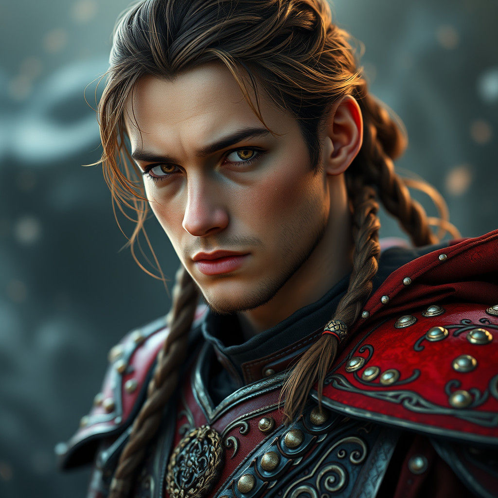 Ethereal Bard in Regal, Red Studded Armor