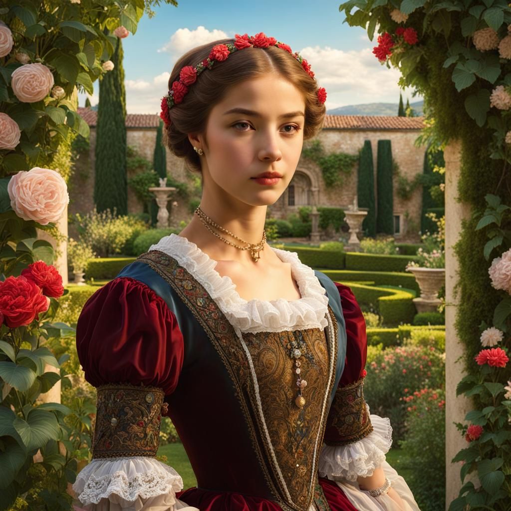 Renaissance Italian Aristocrat in Elegant Garden